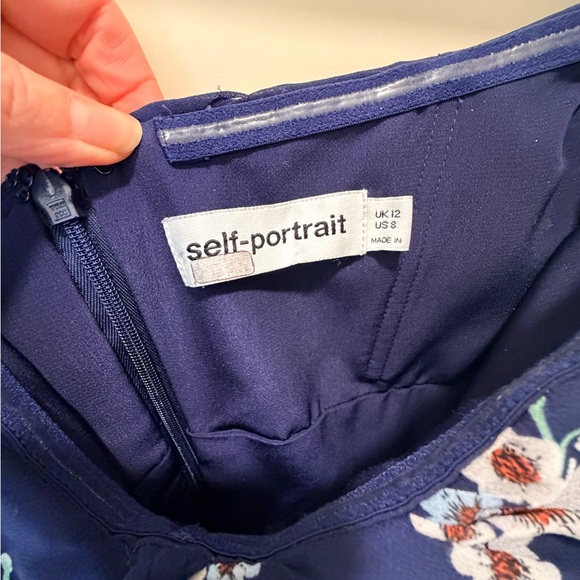 Self-Portrait Navy Floral Long Sleeve Dress - Picture 6 of 8